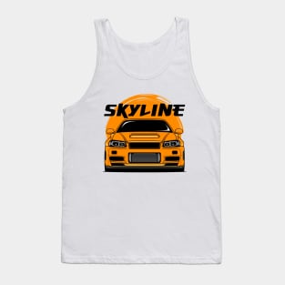 Orange Skyline R34 Tank Top